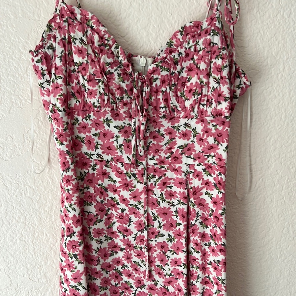 Pink floral midi dress